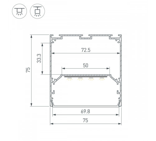 Профиль Arlight LINE-M-7575-2000 WHITE 058157 Профиль Arlight LINE-M-7575-2000 WHITE 058157