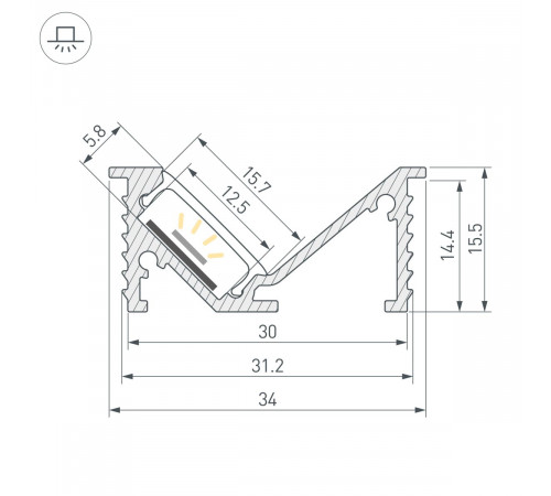 Профиль Arlight SL-BEVEL-W32-F-2000 ANOD BLACK (Алюминий) 063941