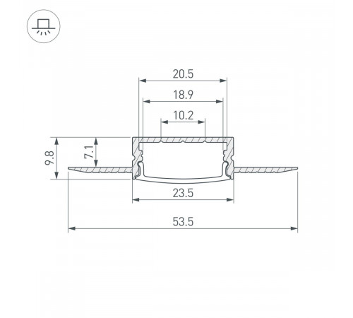 Профиль Arlight FANTOM-W20-H10-3000 ANOD (Алюминий) 062556