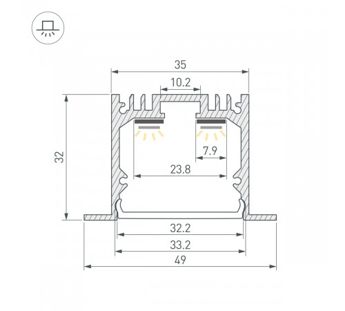Профиль Arlight SL-LINIA49-F-2000 ANOD (BY) (Алюминий) 059797