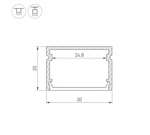 Профиль Arlight LINE-3020-3000 ANOD (Алюминий) 062250