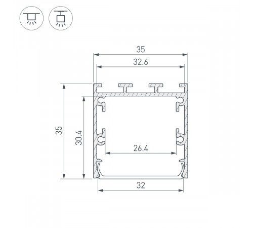 Профиль Arlight LINE-М-3535-2000 WHITE (Алюминий) 054171