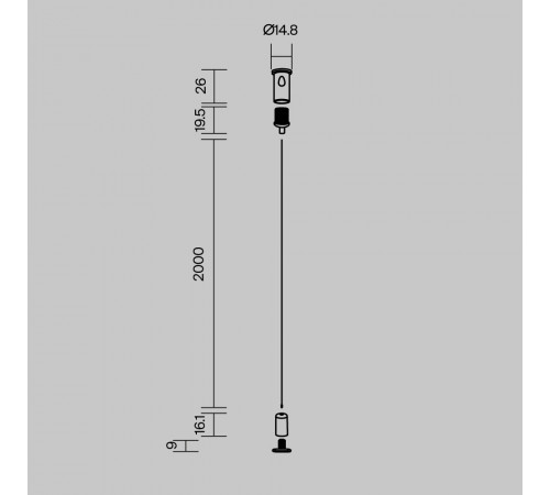 Тросовый подвес Maytoni Led Strip ALM-P-B-2000 642045 Тросовый подвес Maytoni Led Strip ALM-P-B-2000 642045