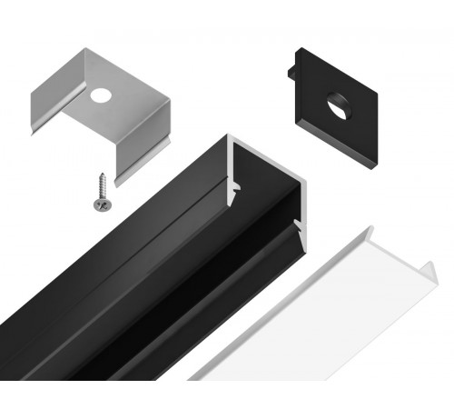 Алюминиевый профиль накладной 10*10 для светодиодной ленты до 8мм Ambrella Light Illumination GP1650BK