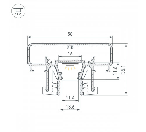 Профиль Arlight STRETCH-COMFORT-14-CEIL-CENTER-2000 BLACK (Алюминий) 065154