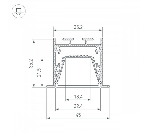 Профиль Arlight LINIA45-F-TRAY-3000 BLACK (Алюминий) 062242
