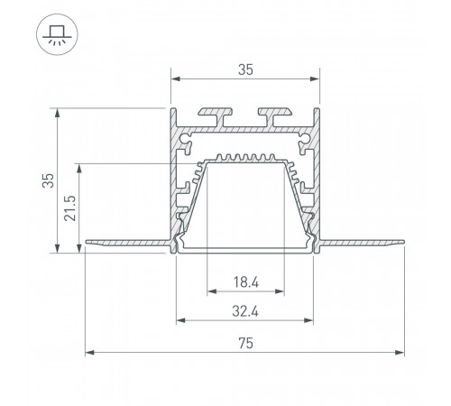 Профиль Arlight LINIA32-FANTOM-TRAY-2000 ANOD (Алюминий) 062166