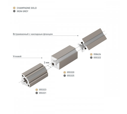 Профиль с экраном Arlight SL-KANT-H10-ROTATE-2000 IRON GREY (Алюминий+пластик) 055331