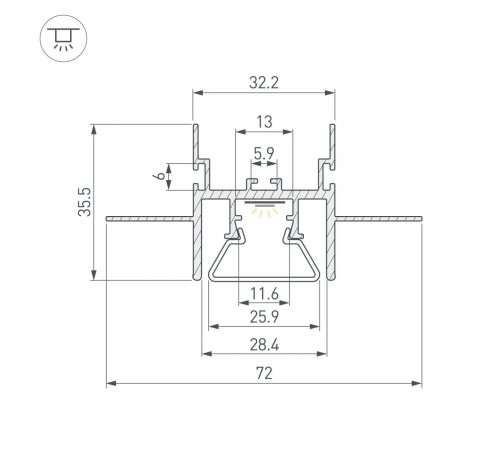 Профиль с экраном Arlight STRETCH-CEIL-CENTER-S-1000 044273 Профиль с экраном Arlight STRETCH-CEIL-CENTER-S-1000 044273