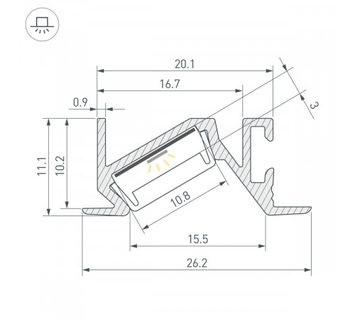 Профиль Arlight PDS-BEVEL-F-2000 ANOD (Алюминий) 063456