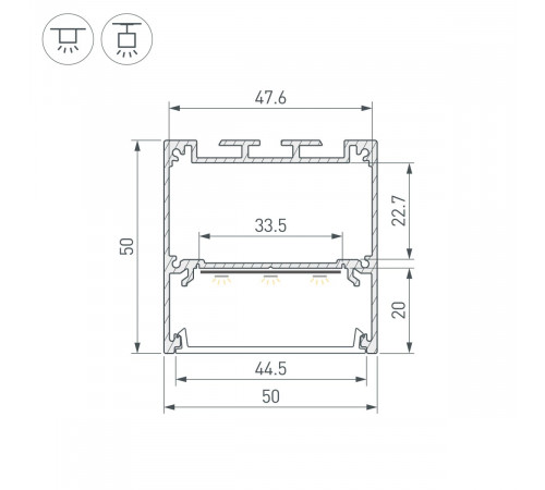 Профиль Arlight SL-LINE-5050-2000 WHITE с рефлектором (Алюминий) 064467