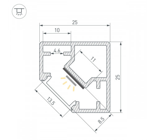 Профиль Arlight SL-KUB-DISPLAY-2525-2000 ANOD BLACK (Алюминий) 062894
