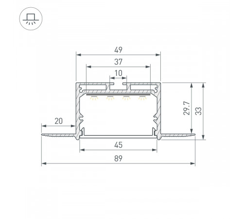 Профиль для гкл Arlight LINIA45-FANTOM-2000 ANOD (Алюминий) 059412 Профиль для гкл Arlight LINIA45-FANTOM-2000 ANOD (Алюминий) 059412