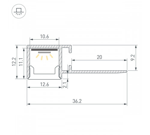 Профиль Arlight FANTOM-BENT-W12-SIDE-EDGE-2000 ANOD (Алюминий) 057315