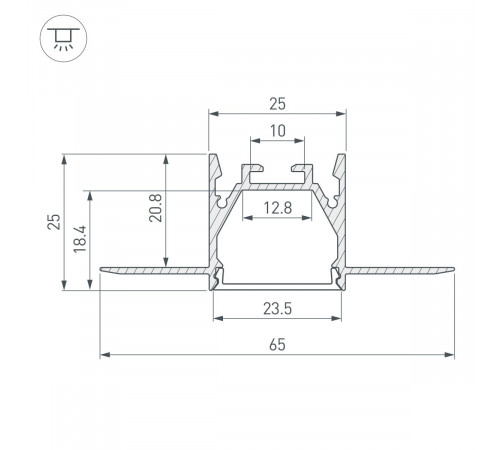 Профиль Arlight LINIA25-FANTOM-2000 ANOD (Алюминий) 053806