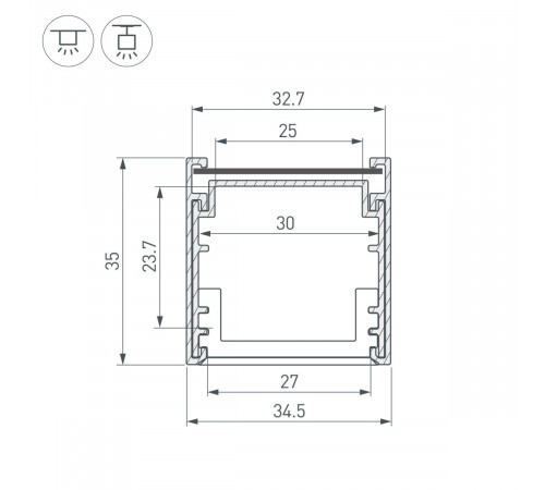 Профиль Arlight LINE-3535-BENT-SIDE-2000 ANOD BLACK (Алюминий) 066908