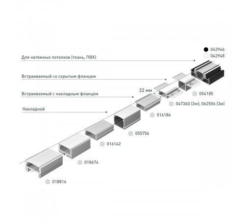 Профиль Arlight FANTOM-W20-H10-3000 ANOD (Алюминий) 062556