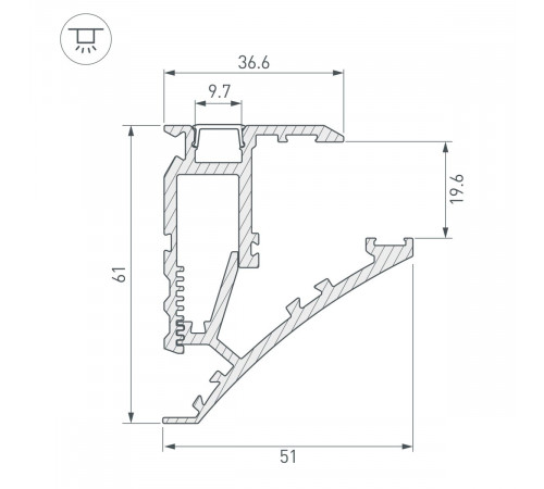 Профиль Arlight SHELF-600-2000 ANOD (Алюминий) 060498