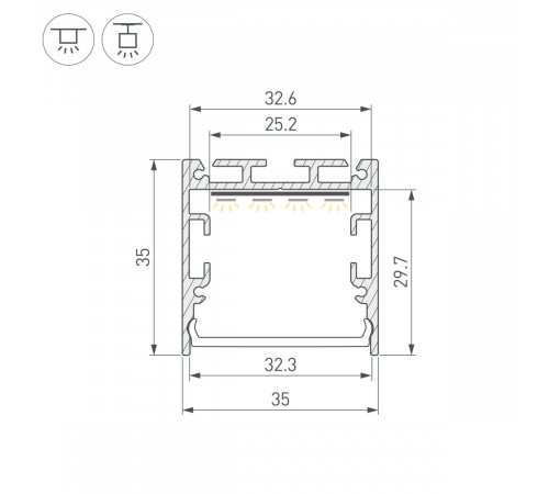 Профиль Arlight SL-LINE-3535-3000 WHITE с рефлектором (Алюминий) 064464