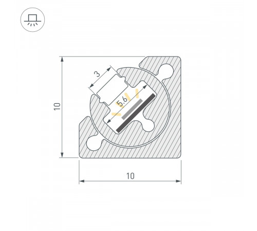 Профиль с экраном Arlight SL-KANT-H10-ROTATE-2000 CHAMPAGNE GOLD (Алюминий+пластик) 055323