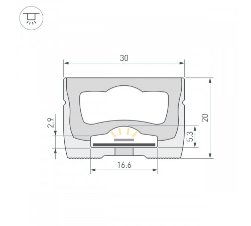 Силиконовый профиль Arlight WPH-FLEX-3020-TOP-S16-5m WHITE (Силикон) 062408