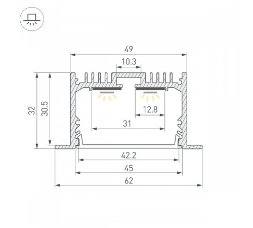 Профиль Arlight SL-LINIA62-F-3000 ANOD (BY) (Алюминий) 060871