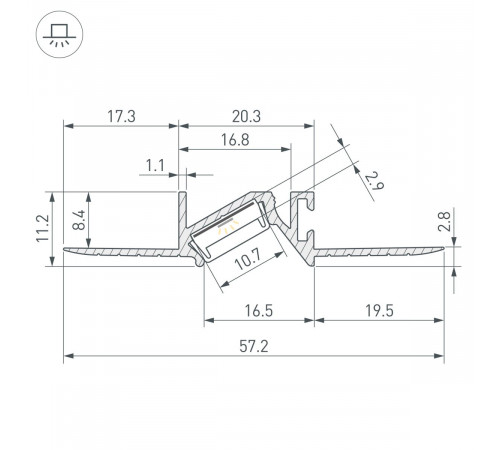 Профиль Arlight PDS-BEVEL-F-HIDE-2000 (Алюминий) 063420