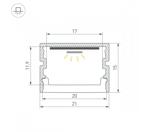 Профиль Arlight FANTOM-BENT-W21-TOP-2000 ANOD (Алюминий) 064493