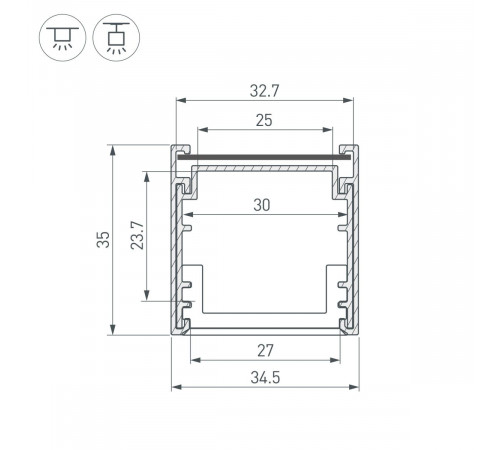 Профиль Arlight LINE-3535-BENT-SIDE-2000 ANOD 055738 Профиль Arlight LINE-3535-BENT-SIDE-2000 ANOD 055738
