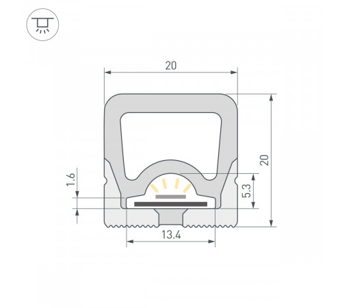 Силиконовый профиль Arlight WPH-FLEX-2020-TOP-S13-5m WHITE (Силикон) 062404