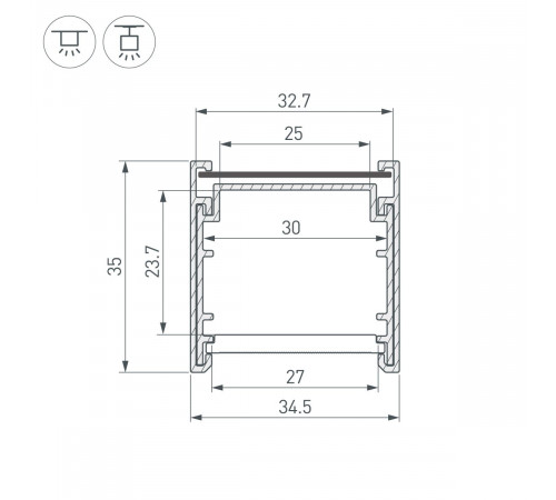 Профиль Arlight LINE-3535-BENT-SIDE-2000 ANOD BLACK (Алюминий) 066908