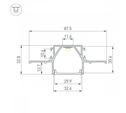 Профиль Arlight Arlight LINIA32-FANTOM-MID-2000 ANOD (Алюминий) 058472