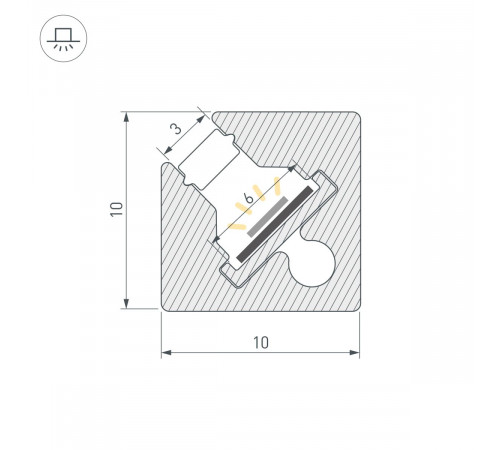 Профиль с экраном Arlight SL-KANT-H10-SQUARE-2000 IRON GREY (Алюминий+пластик) 055325