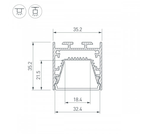 Профиль Arlight LINE-3535-TRAY-2000 BLACK (Алюминий) 062192