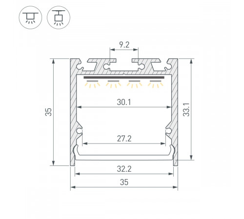 Профиль Arlight SL-LINE-3535-2000 BLACK (BY) (Алюминий) 062591
