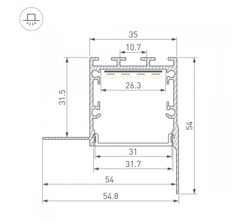 Профиль Arlight LINIA32-FANTOM-EDGE-2000 ANOD (Алюминий) 056263
