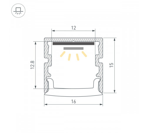 Профиль Arlight FANTOM-BENT-W16-SIDE-2000 ANOD (Алюминий) 064487