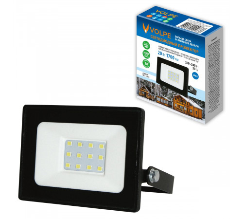 Прожектор Volpe ULF-Q519 20W/6500K IP65 220-240V BLACK UL-00012822 Прожектор Volpe ULF-Q519 20W/6500K IP65 220-240V BLACK UL-00012822