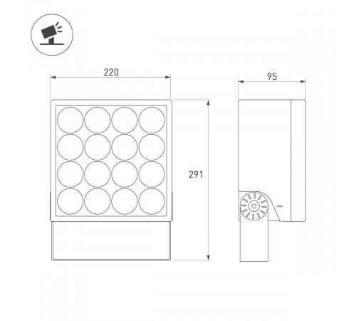 Прожектор Arlight ALT-BLOCK-S220x220-50W Warm3000 (GR, 36 deg, 230V) 054757 Прожектор Arlight ALT-BLOCK-S220x220-50W Warm3000 (GR, 36 deg, 230V) 054757