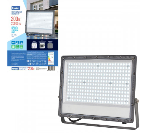 Прожектор Uniel ULF-F52D-200W/6500K IP65 200-240V GREY UL-00013060