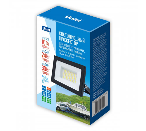 Прожектор Uniel ULF-F70 30W/6500K IP65 12/24/36V BLACK UL-00012873 Прожектор Uniel ULF-F70 30W/6500K IP65 12/24/36V BLACK UL-00012873
