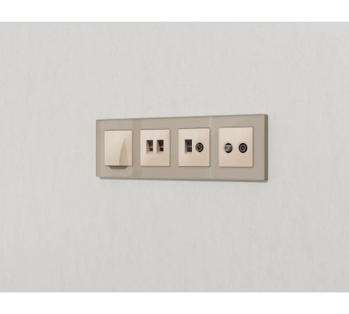 Лицевая панель Alfa (Бежевый глянец) для вывода кабеля Quant Ambrella Volt AP3158