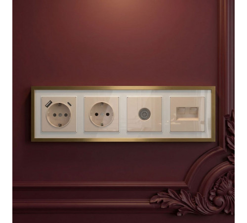 Рамка на 4 поста Baguette белый/золотистая латунь 4690389219696 W0042853 a072285