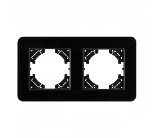 Рамка на 2 поста стеклянная Arlight FRM-OMALI-GS-2-BK 049693 Рамка на 2 поста стеклянная Arlight FRM-OMALI-GS-2-BK 049693