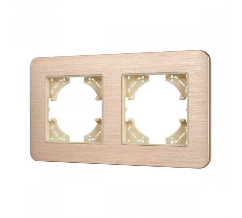 Рамка на 2 поста алюминиевая Arlight FRM-AKIRY-AL-2-GD 049726 Рамка на 2 поста алюминиевая Arlight FRM-AKIRY-AL-2-GD 049726