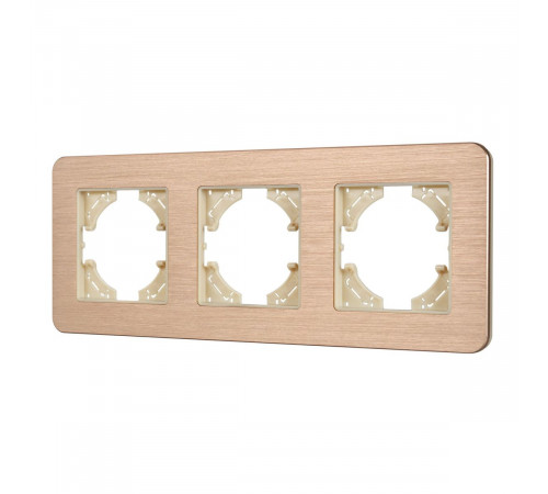 Рамка на 3 поста алюминиевая Arlight FRM-AKIRY-AL-3-GD 049730 Рамка на 3 поста алюминиевая Arlight FRM-AKIRY-AL-3-GD 049730