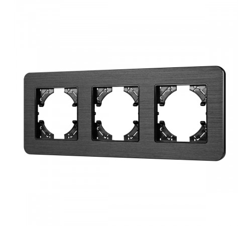 Рамка на 3 поста алюминиевая Arlight FRM-AKIRY-AL-3-BK 049729 Рамка на 3 поста алюминиевая Arlight FRM-AKIRY-AL-3-BK 049729