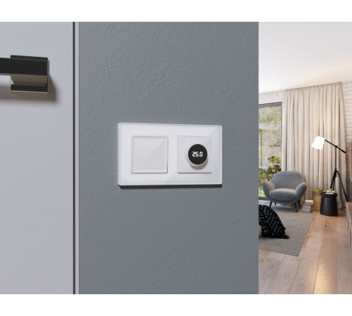 Лицевая панель Alfa (Белый глянец) для терморегулятора теплого пола с цифровым дисплеем Quant Ambrella Volt AP1058