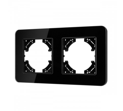 Рамка на 2 поста стеклянная Arlight FRM-OMALI-GS-2-BK 049693 Рамка на 2 поста стеклянная Arlight FRM-OMALI-GS-2-BK 049693