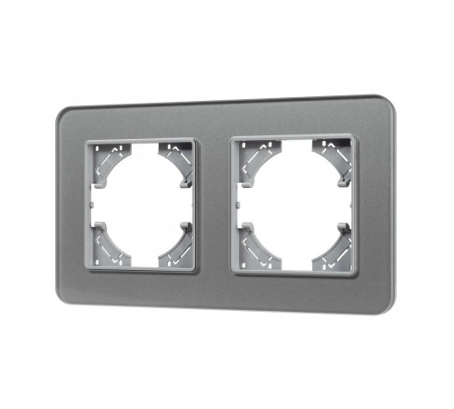 Рамка на 2 поста стеклянная Arlight FRM-OMALI-SFGS-2-GR 049710 Рамка на 2 поста стеклянная Arlight FRM-OMALI-SFGS-2-GR 049710